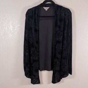 ZOA Navy Burnout Velvet Paisley Floral Boho Whimsigoth Cardigan Size Medium